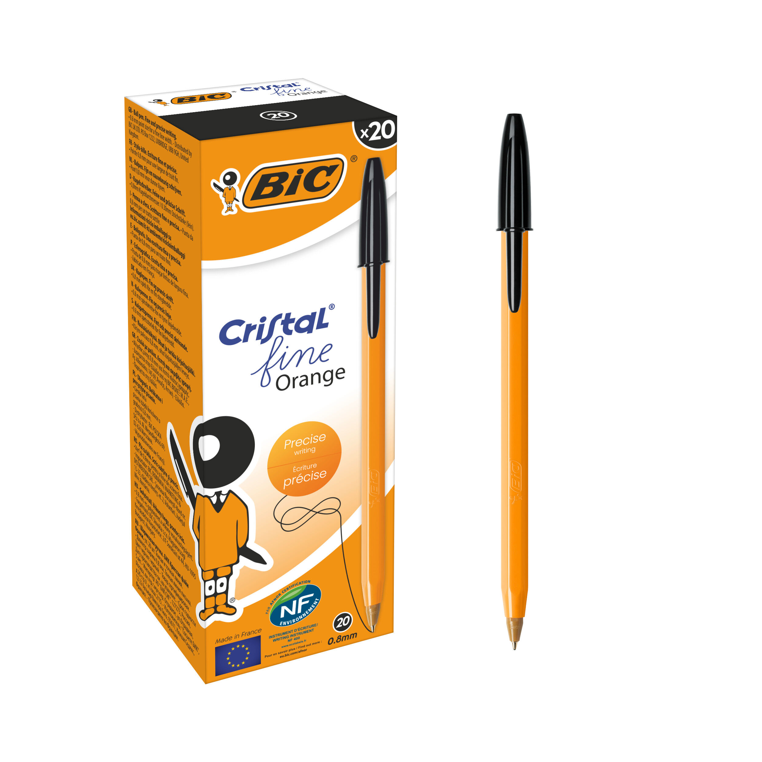 Długopis BIC Cristal Fine Orange czarny 20 szt.