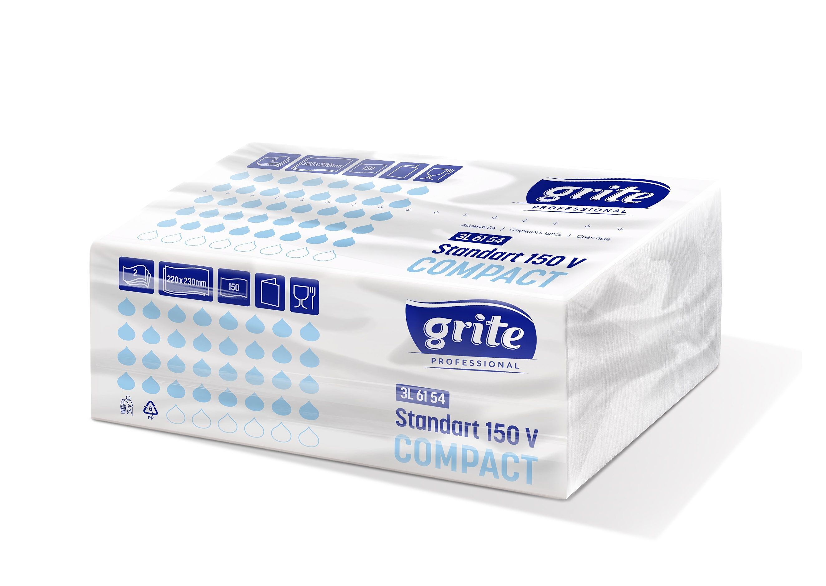 GRITE PROFESSIONAL Ręcznik papierowy w listkach Standart 150 sztuk