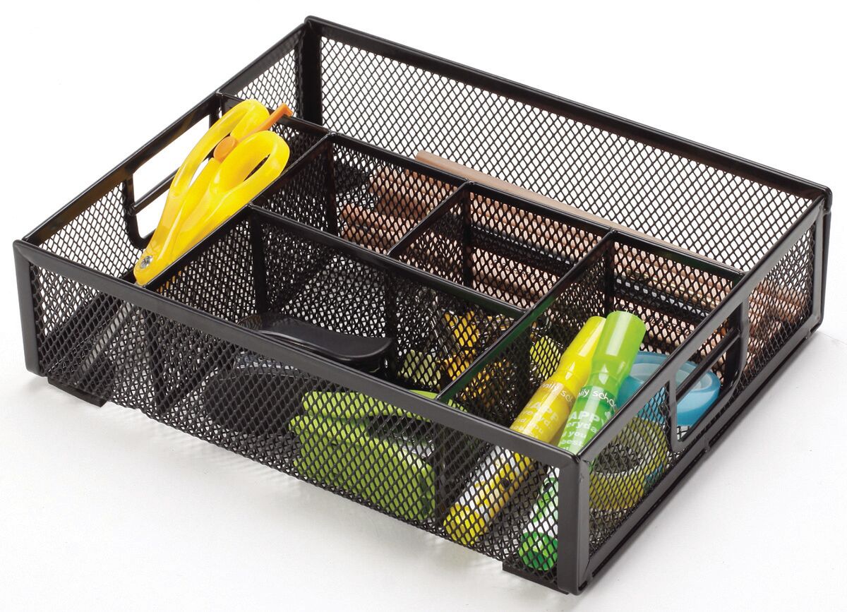 Organizer na biurko Q-CONNECT Office Set metalowy boczny 6 komór czarny