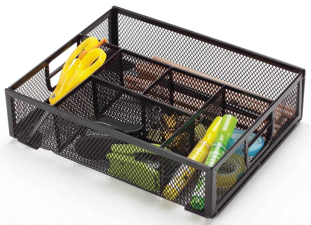 Organizer na biurko Q-CONNECT Office Set metalowy boczny 6 komór czarny